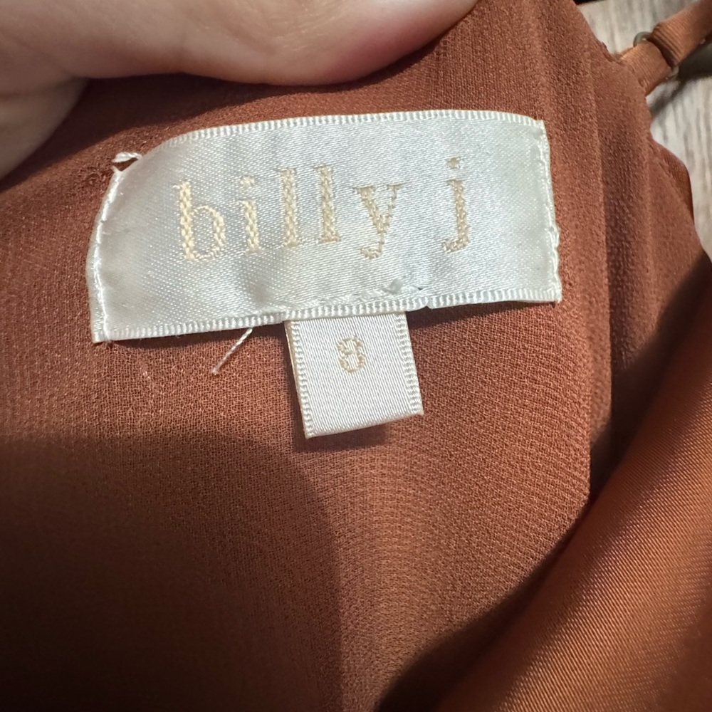 billy j Women's Rust Midi Dress - Elegant Rust Brown Slip Style